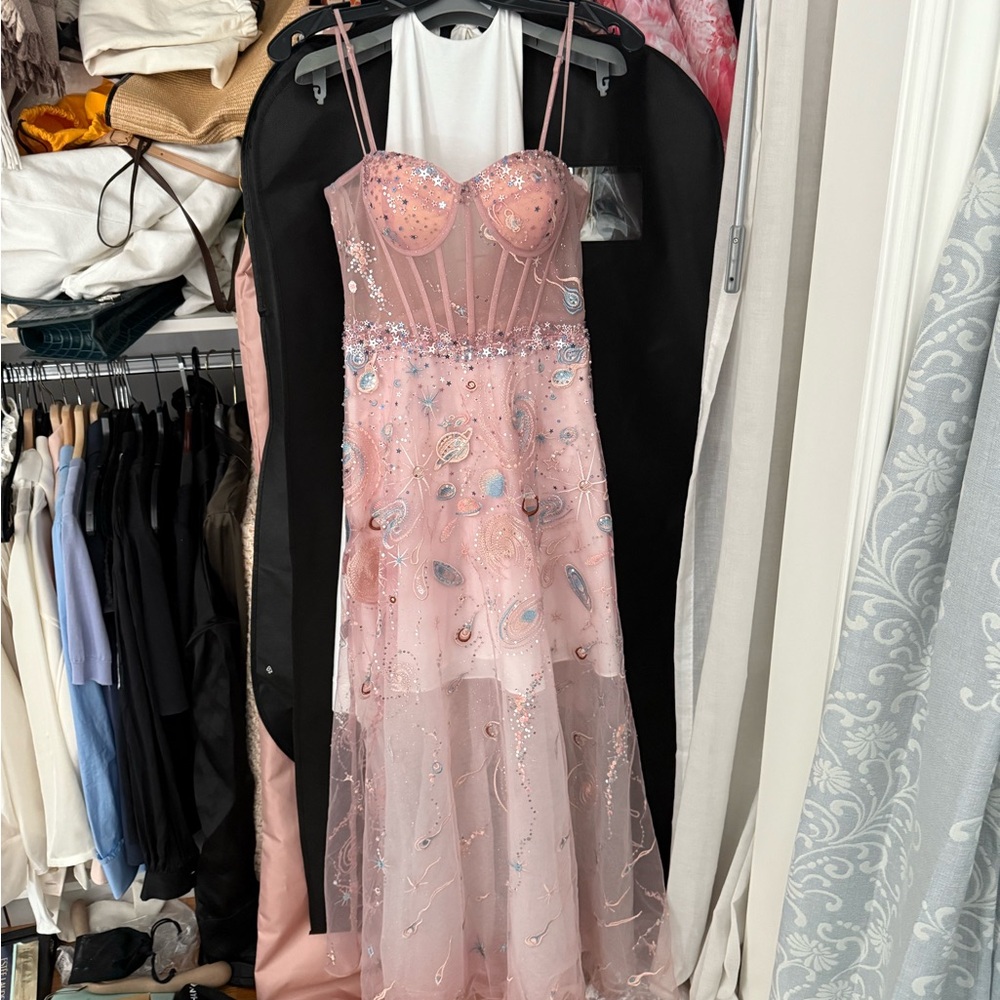 Elegant Pink Embellished Dress